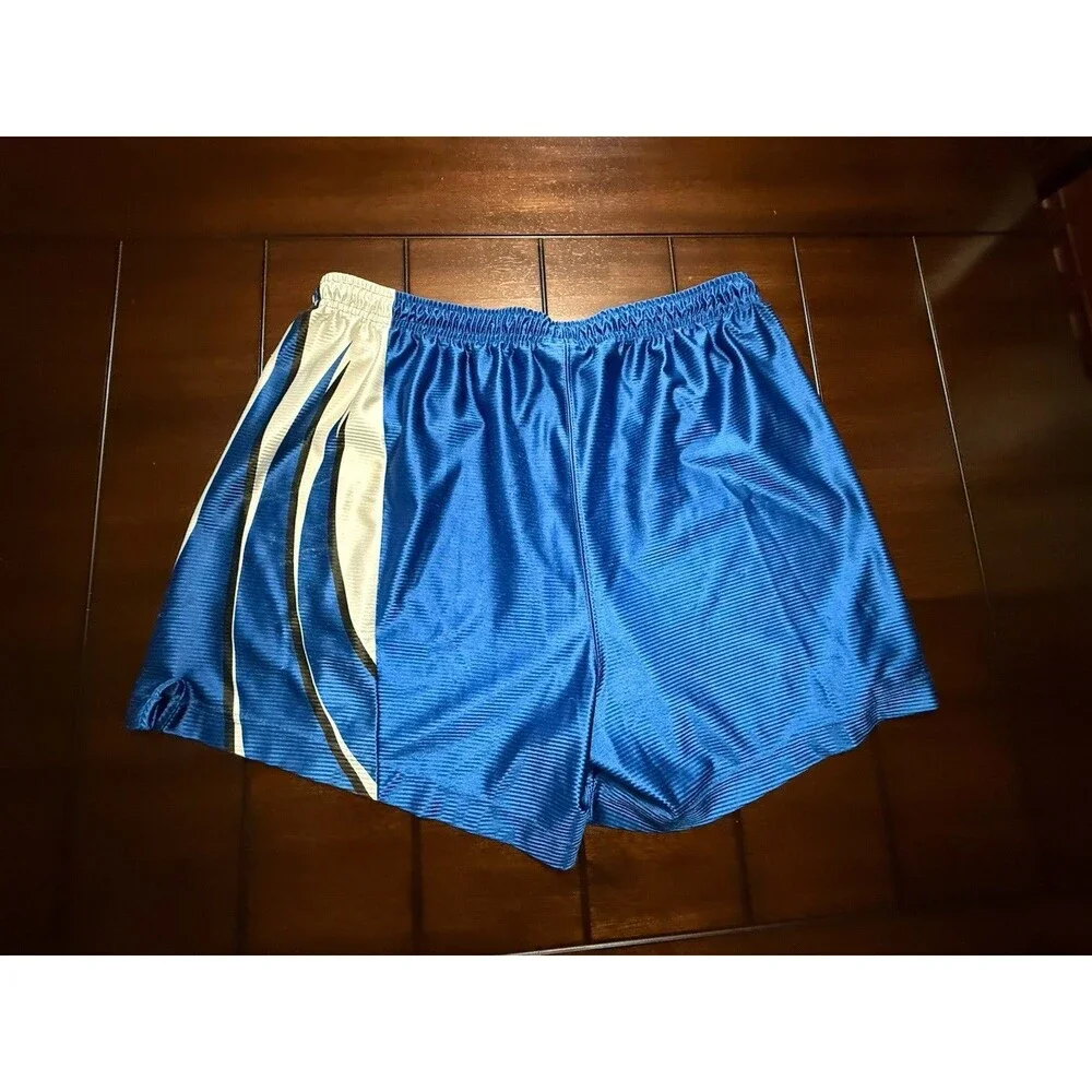 🔥 RARE PUMA Vintage Shiny Silky Dazzle Basketball Running Shorts Blue XL USA!